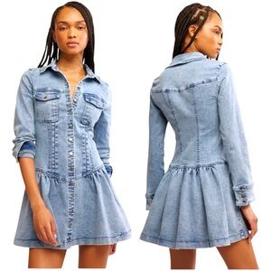 NWT Free People Roadhouse Denim Mini Dress